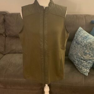 Talbots Olive Green Knit and Nylon Vest